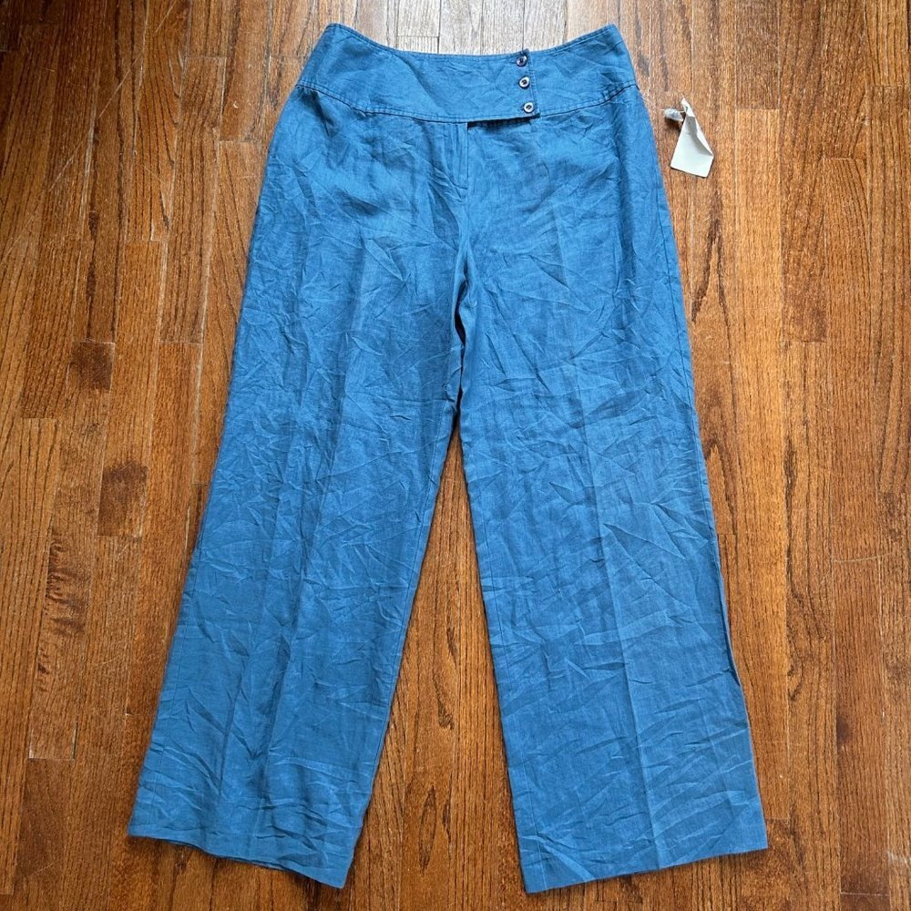 Vintage Willi Smith Womens Pants Size 14 Linen Wide Leg Trousers 90s Y2K New - Picture 6 of 12